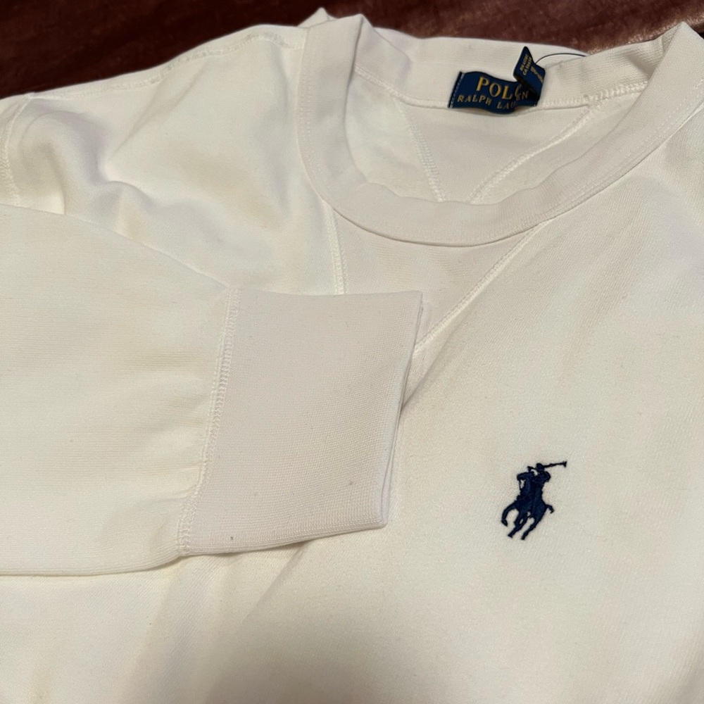 Polo Ralph Lauren Fleece Crewneck Pullover White L - Picture 6 of 8